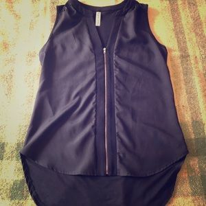 Black Blouse with Gold Zipper Size S